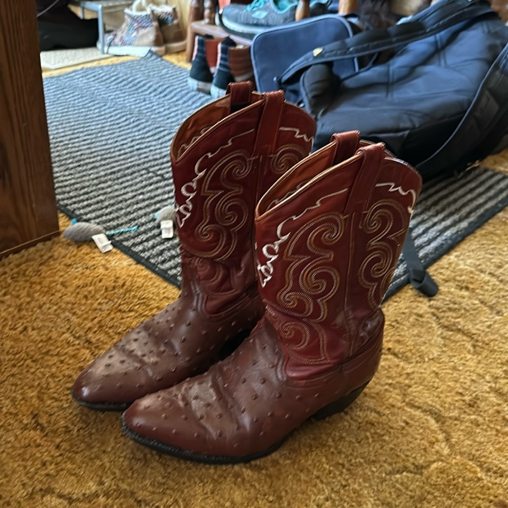 Real ostrich leather cowboy boots!